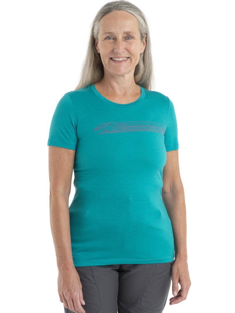 Merino 150 Tech Lite II SS Tee - Camping Lines - Womens - Flux Green 2