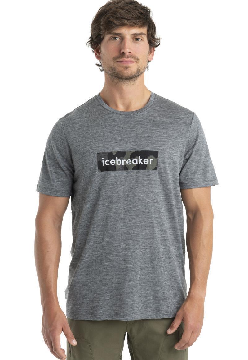 Merino 150 Tech Lite II SS Tee - Icebreaker Logo Camo - Mens - Gritstone Heather 3