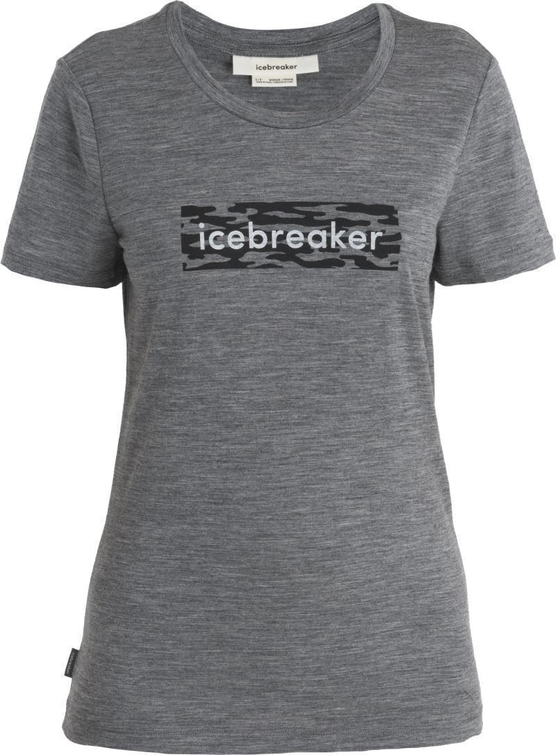 Merino 150 Tech Lite II SS Tee - Icebreaker Logo Camo - Womens - Gritstone Heather 1