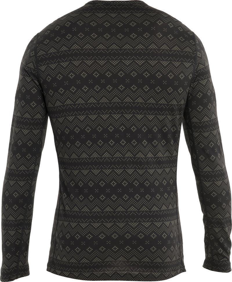 Merino 200 Oasis LS Crewe - First Snow - Mens - Black / Loden / AOP 2