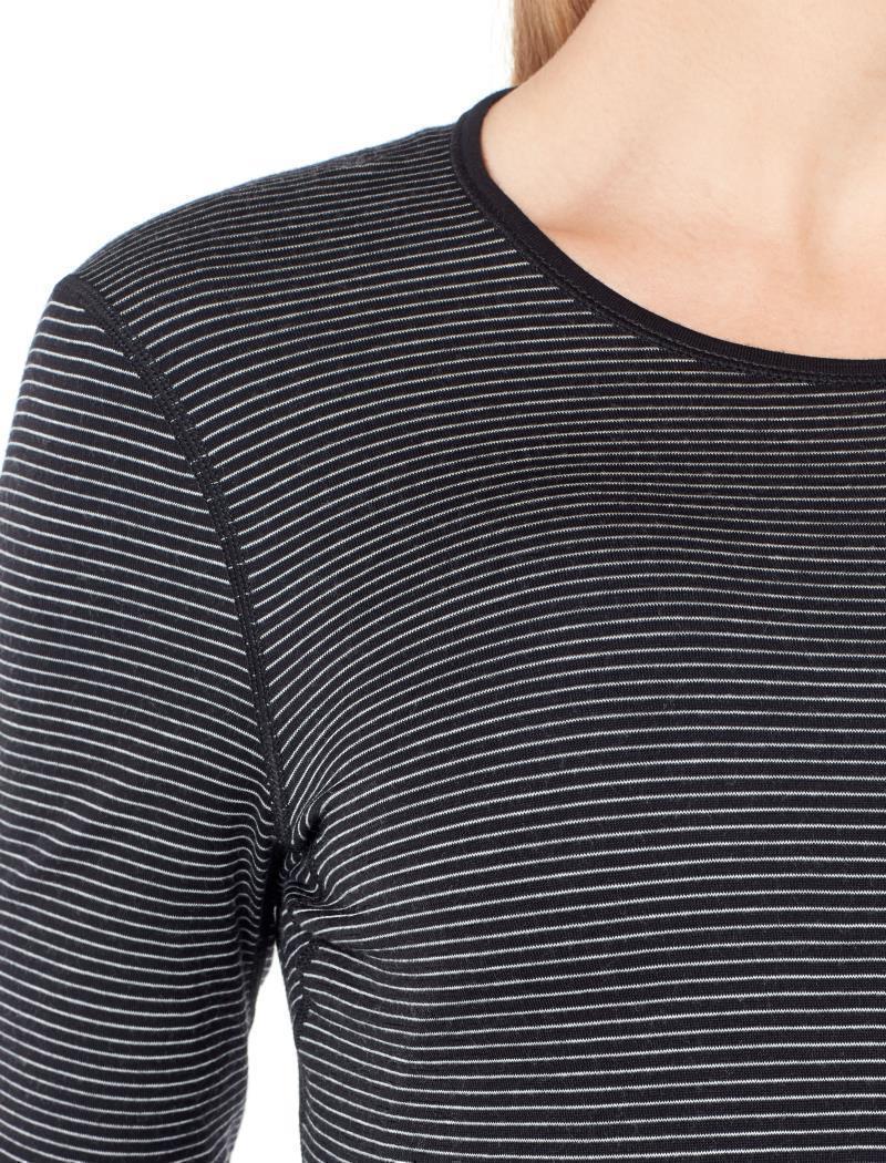 Merino 200 Oasis LS Crewe - Womens - Black / Snow / Stripe 5