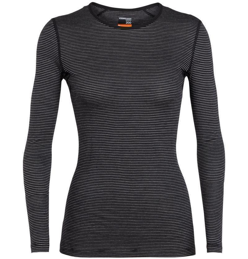Merino 200 Oasis LS Crewe - Womens - Black / Snow / Stripe 1