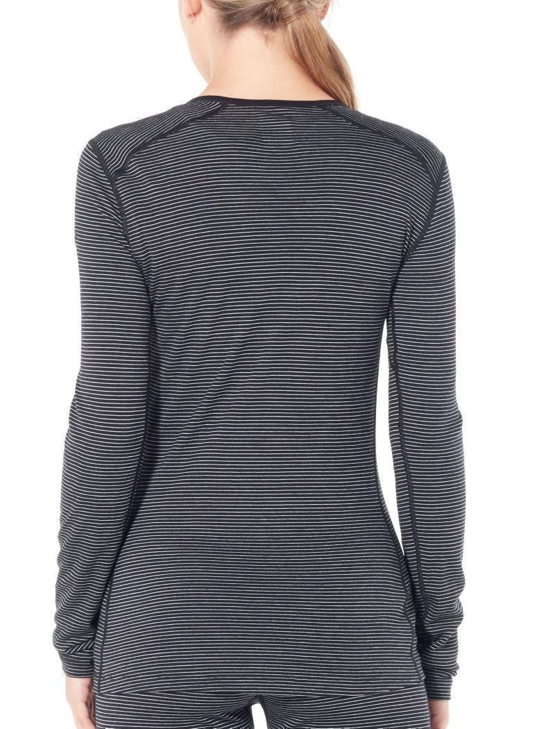 Merino 200 Oasis LS Crewe - Womens - Black / Snow / Stripe 3