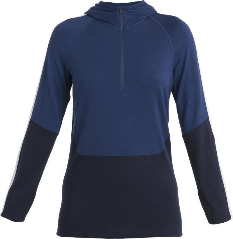 Merino 200 Sonebula LS Half Zip Hood - Womens - Midnight Navy / Royal Navy / Snow / CB 1