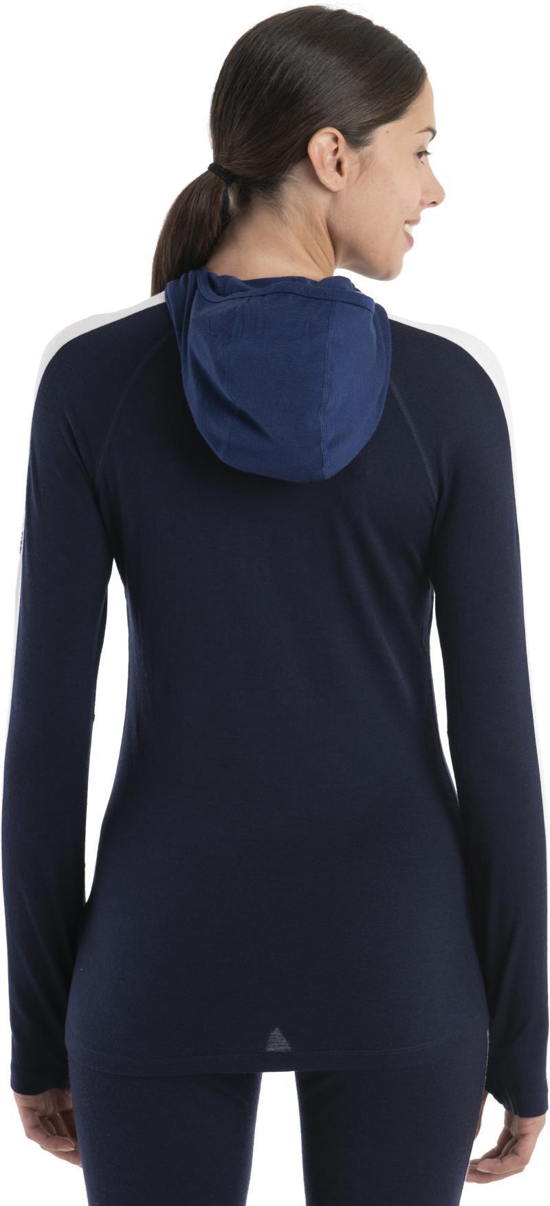 Merino 200 Sonebula LS Half Zip Hood - Womens - Midnight Navy / Royal Navy / Snow / CB 4