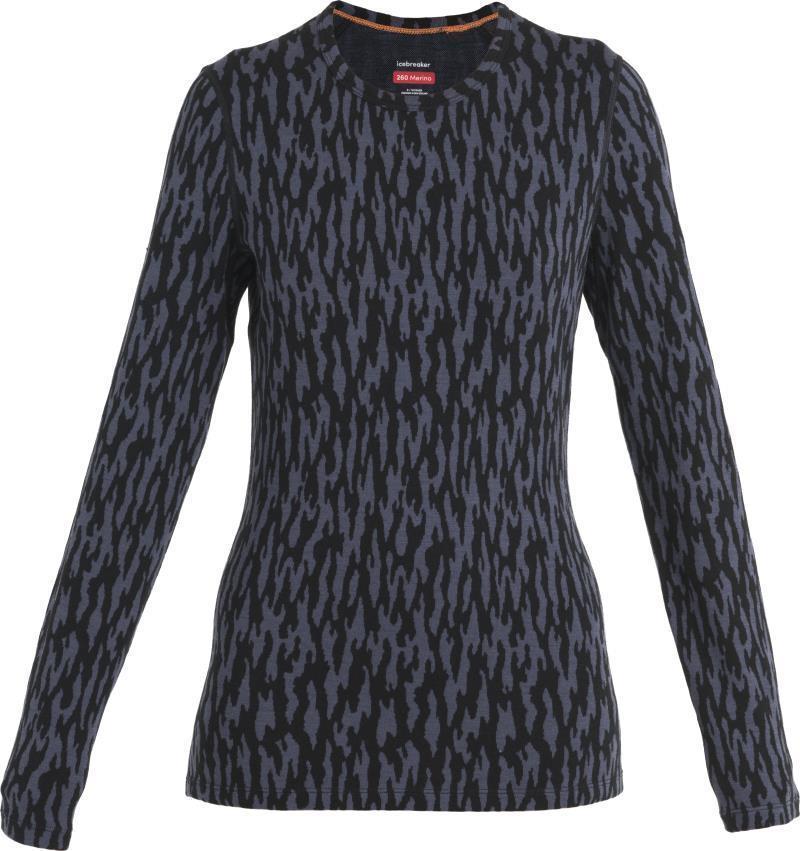 Merino 260 Vertex LS Crewe - Glacial Camo - Womens - Graphite / Black - Jacquard 1