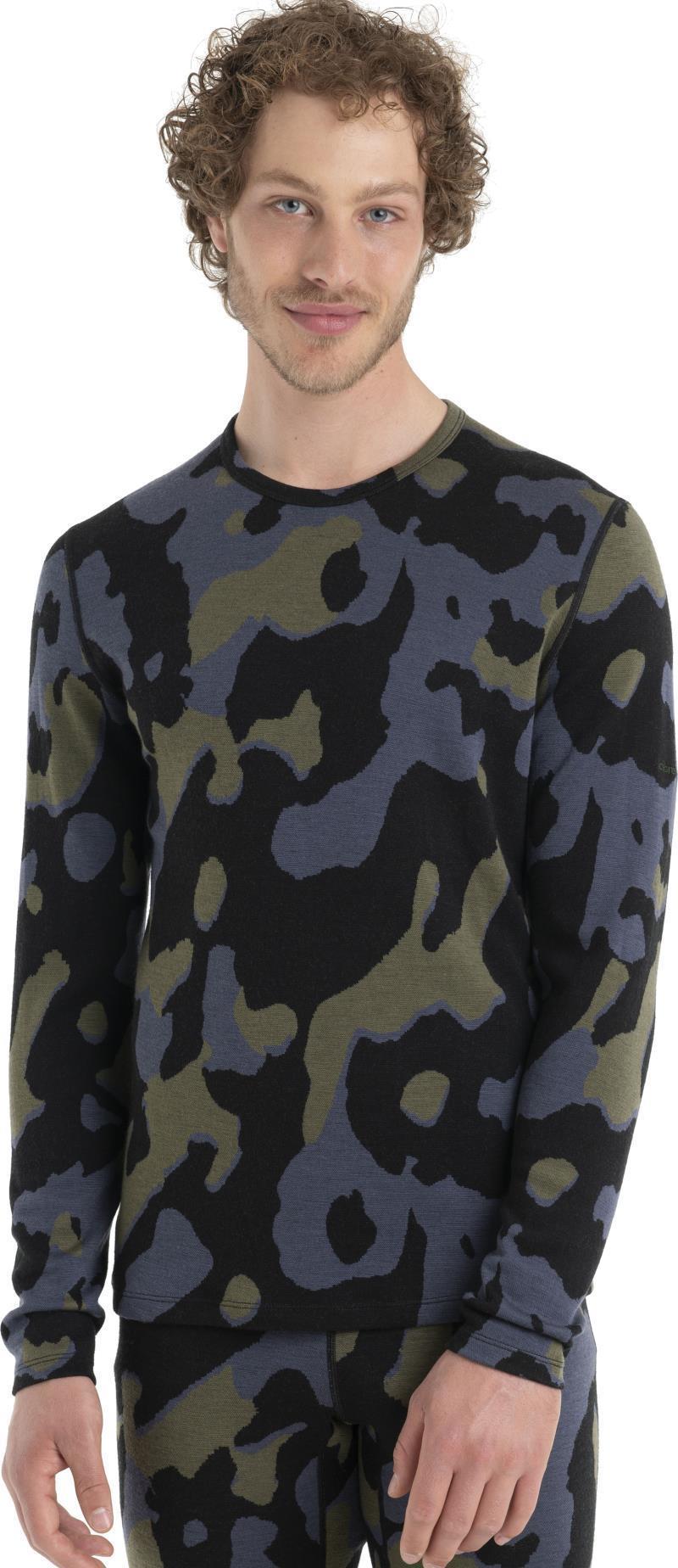 Merino 260 Vertex LS Crewe - Natural Camo - Mens - Black / Loden / Graphite - Jacquard 3