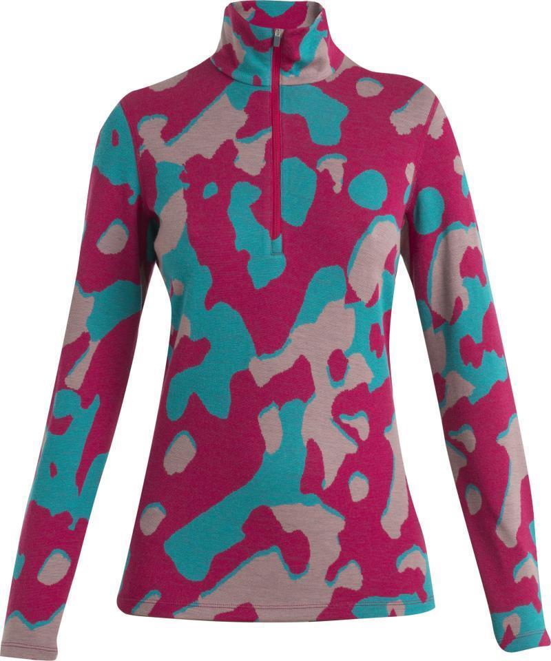 Merino 260 Vertex LS Half Zip - Natural Camo - Womens - Electron Pink / Crystal / Flux Green - Jacquard 1