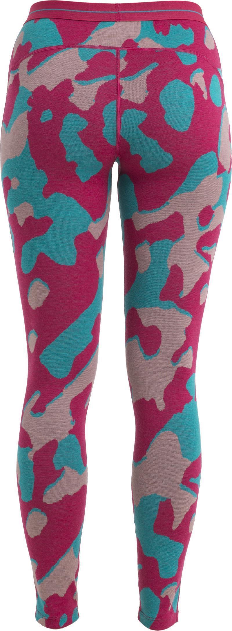 Merino 260 Vertex Leggings - Natural Camo - Womens - Electron Pink / Crystal / Flux Green - Jacquard 2