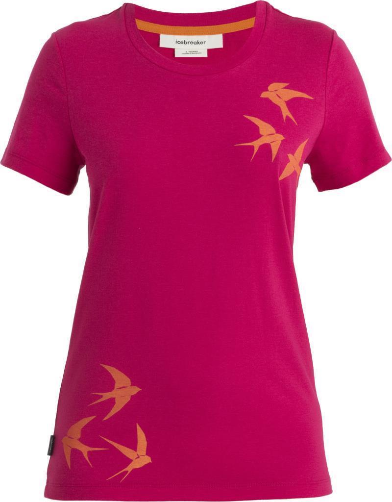 Merino Central Classic SS Tee - Swarming Shapes - Womens - Electron Pink 1
