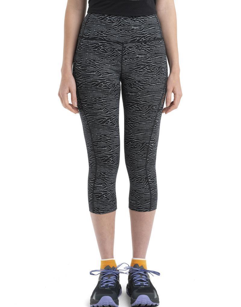 Merino Fastray High Rise 3/4 Tights Topo Lines - Womens - Black / Snow / AOP 3