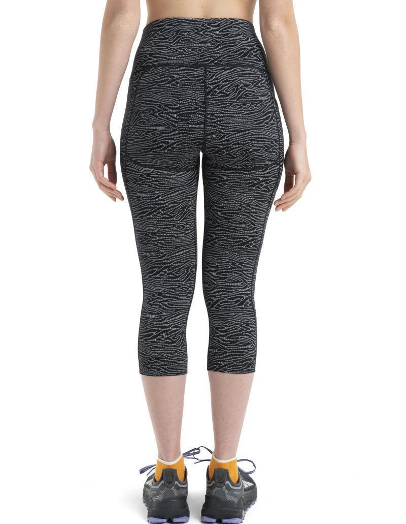 Merino Fastray High Rise 3/4 Tights Topo Lines - Womens - Black / Snow / AOP 4