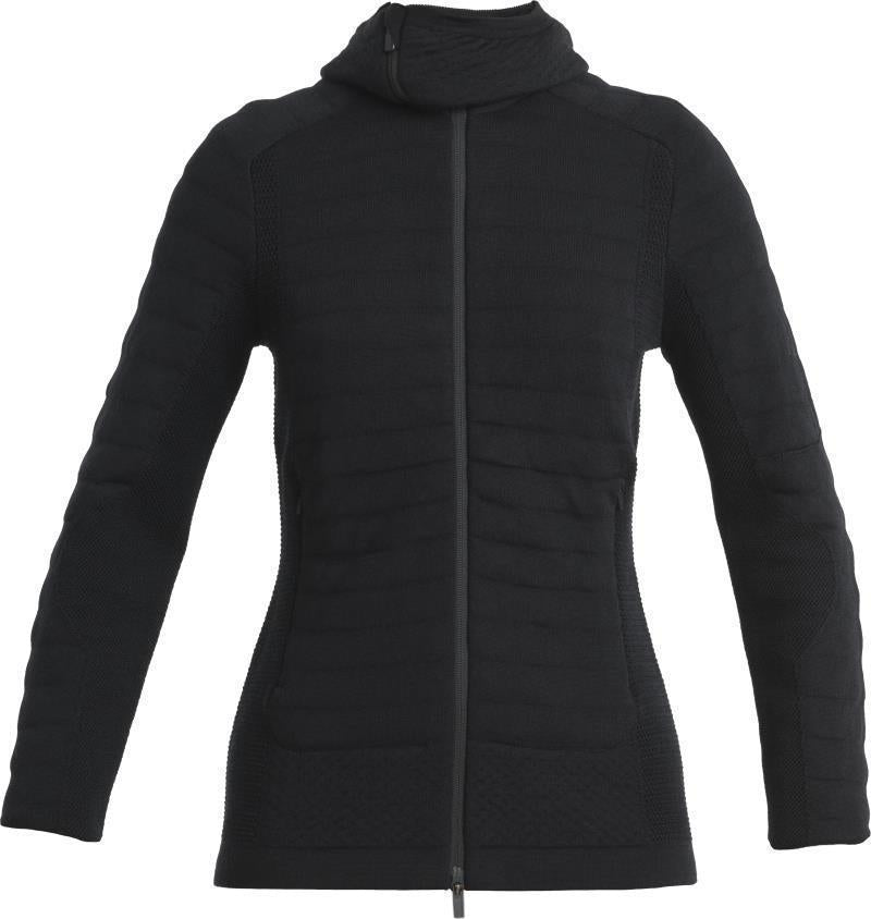 Merino ZoneKnit Explore LS Zip Hoodie - Womens - Black 1