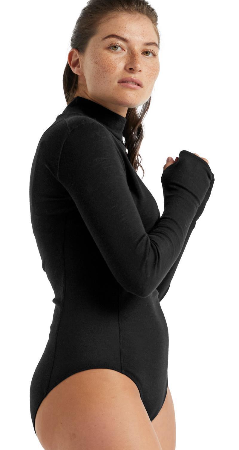 Queens LS High Neck Bodysuit - Womens - Black 4