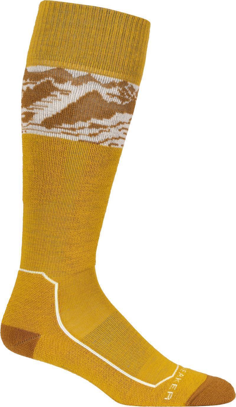 Ski+ Over The Calf Socks - Light Cushion - Alps 3D - Womens - Silent Gold / Clove / Snow 1
