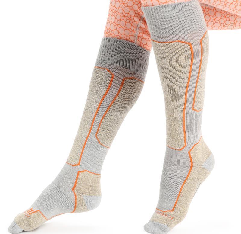 Ski+ Over The Calf Socks - Light Cushion - Womens - Blizzard Heather / Snow / Flash 1