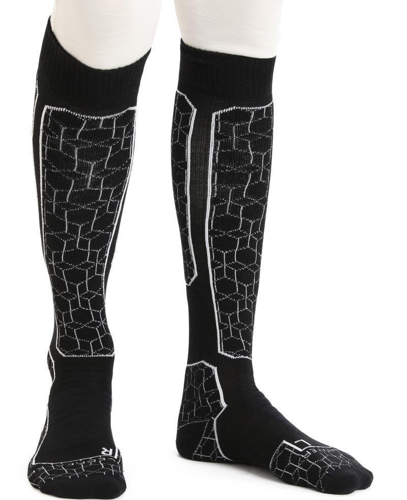 Ski+ Over The Calf Socks - Medium Cushion - Alpine Geo - Mens - Black / Snow 2