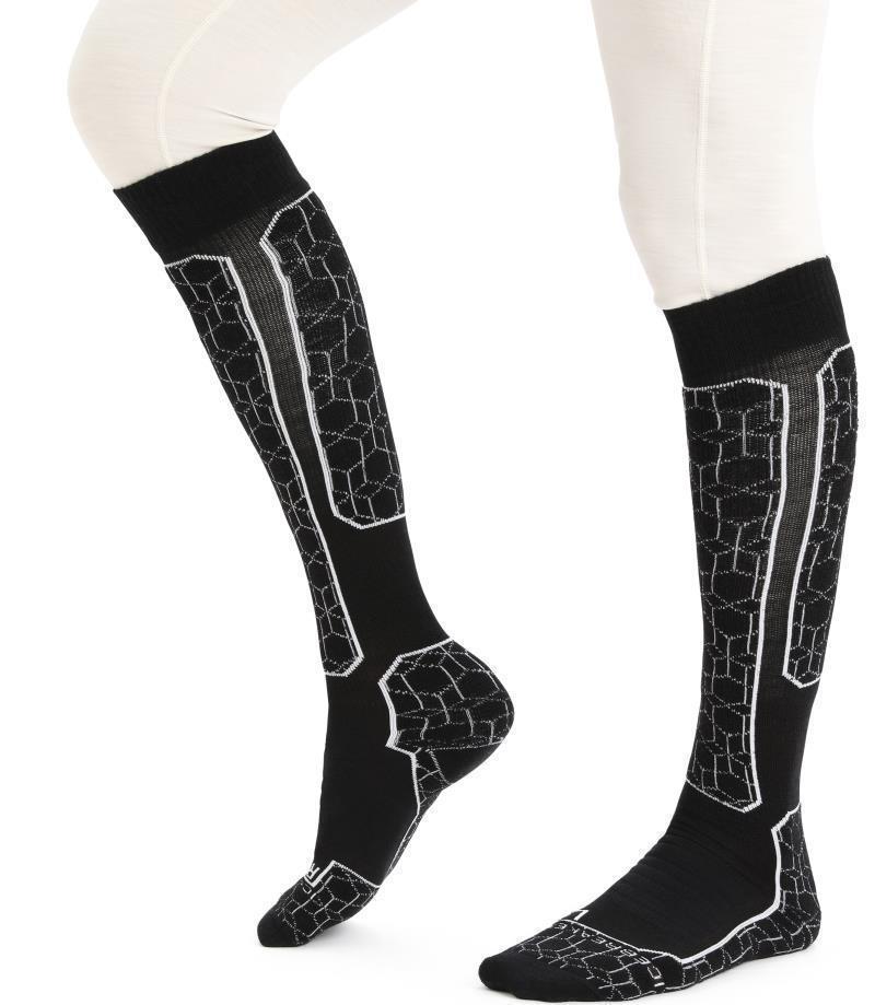 Ski+ Over The Calf Socks - Medium Cushion - Alpine Geo - Mens - Black / Snow 3