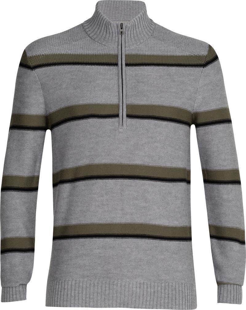 Waypoint LS Half Zip - Mens - Gritstone Heather / Loden / Black - Stripe 1