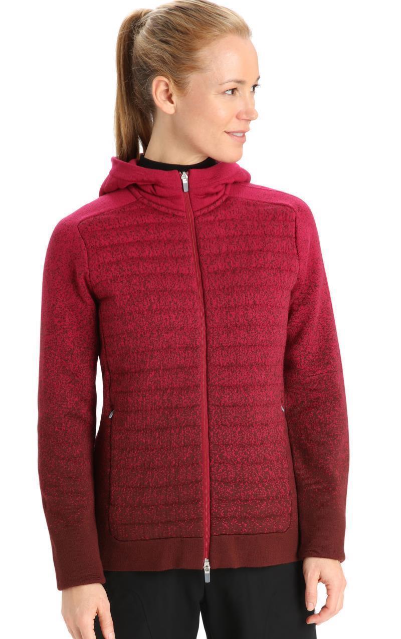 ZoneKnit Insulated LS Zip Hoodie - Into the Deep - Womens - Cherry / Espresso 2