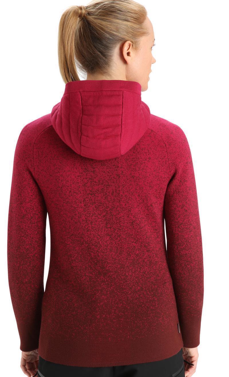 ZoneKnit Insulated LS Zip Hoodie - Into the Deep - Womens - Cherry / Espresso 3