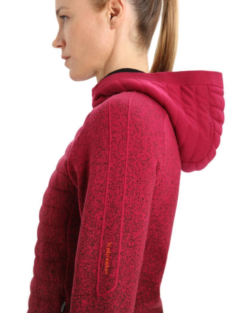 ZoneKnit Insulated LS Zip Hoodie - Into the Deep - Womens - Cherry / Espresso 5