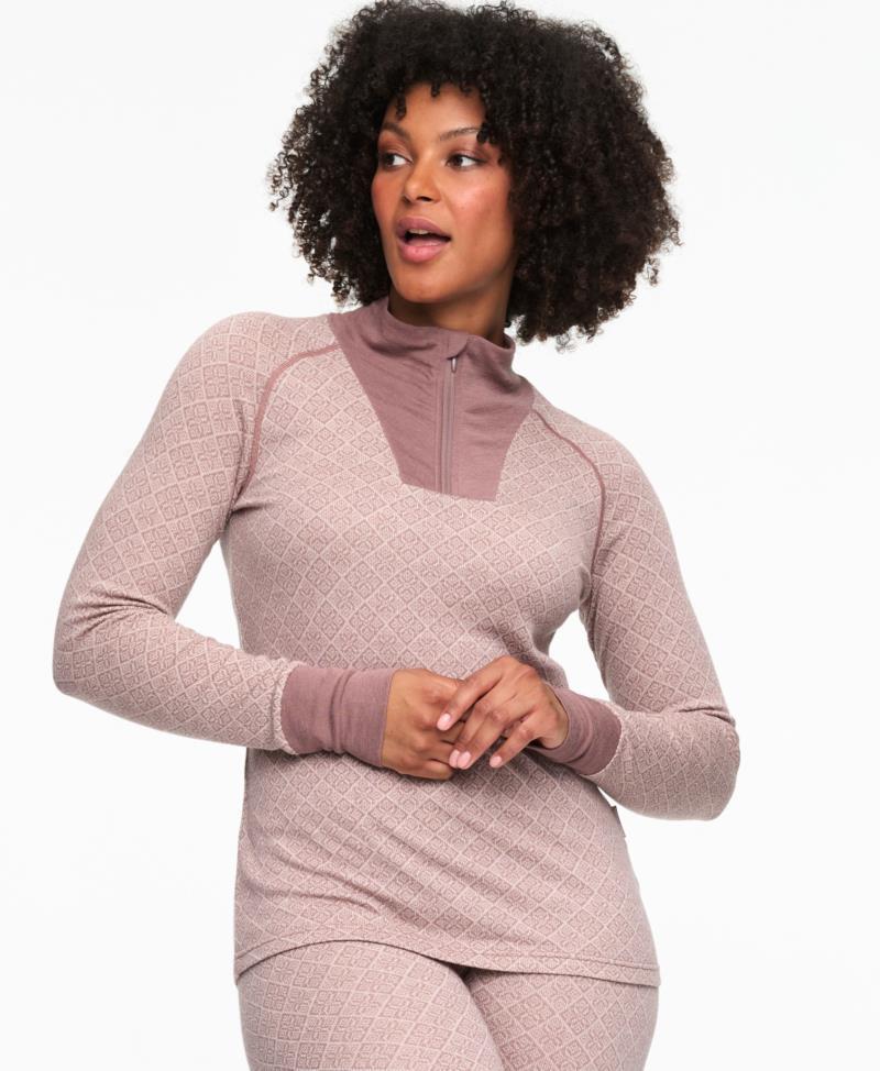 Voss Cashmere Mix Half Zip - Womens - Taupe 3