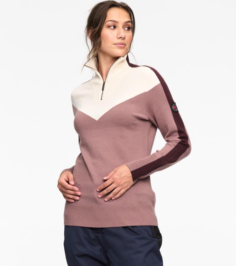 Voss Knit Half Zip - Womens - Taupe 3