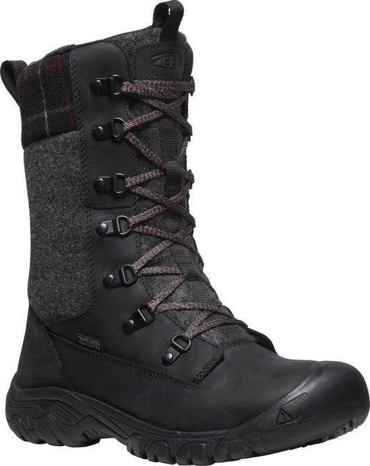 Greta Tall Boot WP - Womens - Black / Black Plaid 1