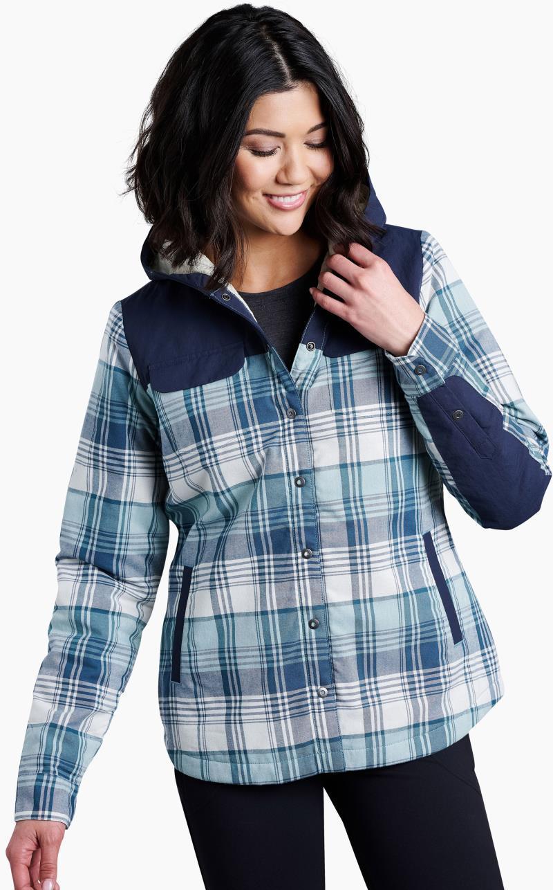 Artisan Hooded Shirt Jacket - Womens - dusty blue 1