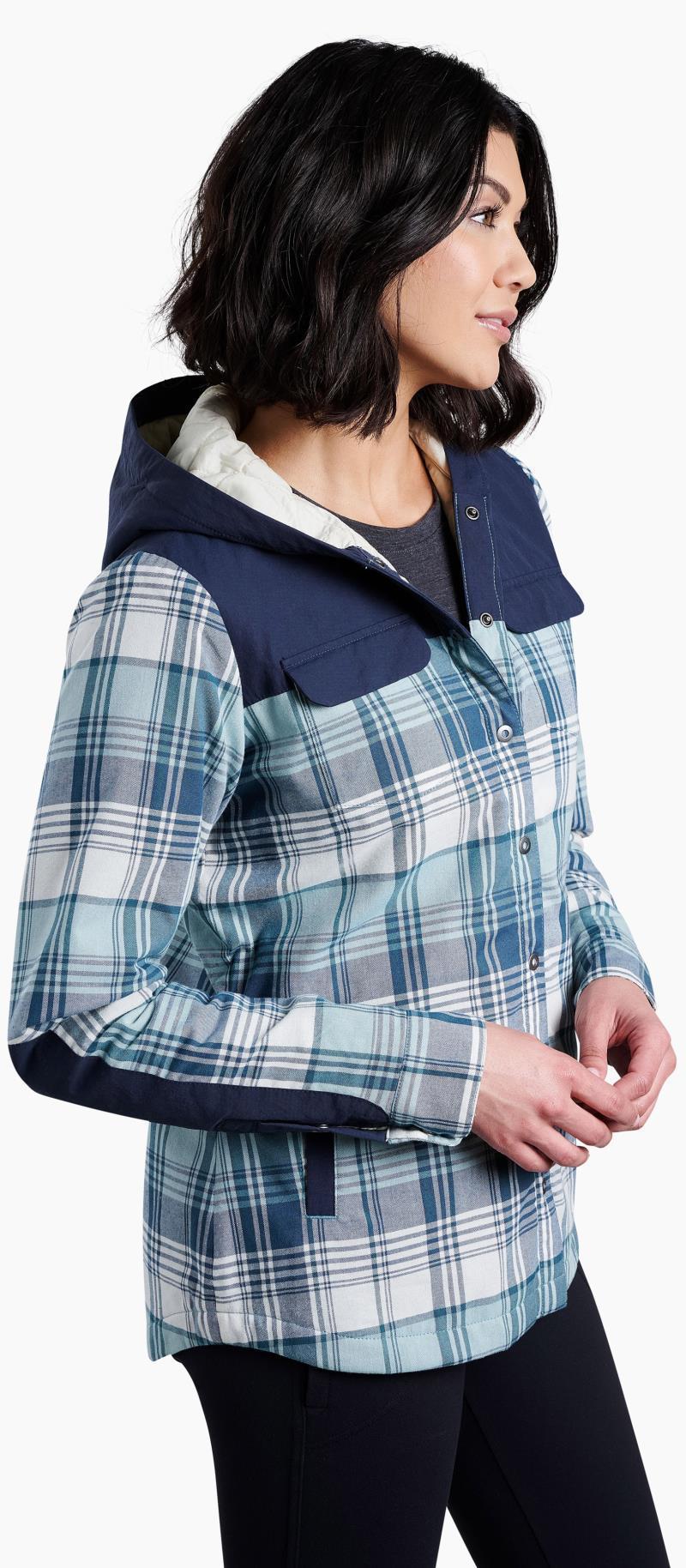 Artisan Hooded Shirt Jacket - Womens - dusty blue 1