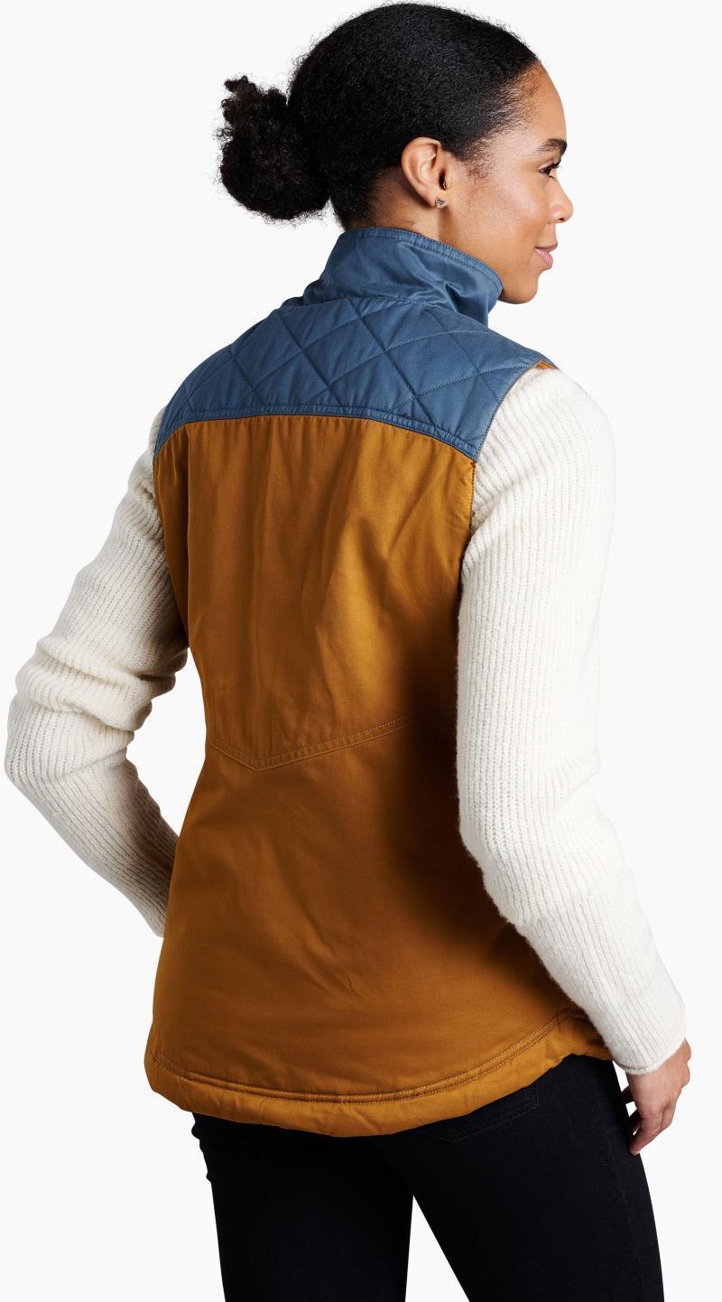 Celeste Lined Vest - Womens - Antique Gold / Dusty Blue 2