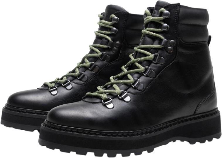 Hiking, Grained Leather, Shearling Lining - Mens - Black 1