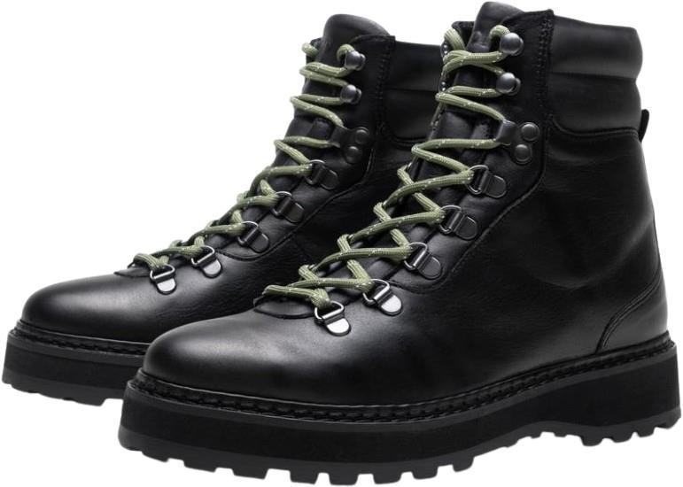 Hiking, Grained Leather, Shearling Lining - Womens - Black / Black 1
