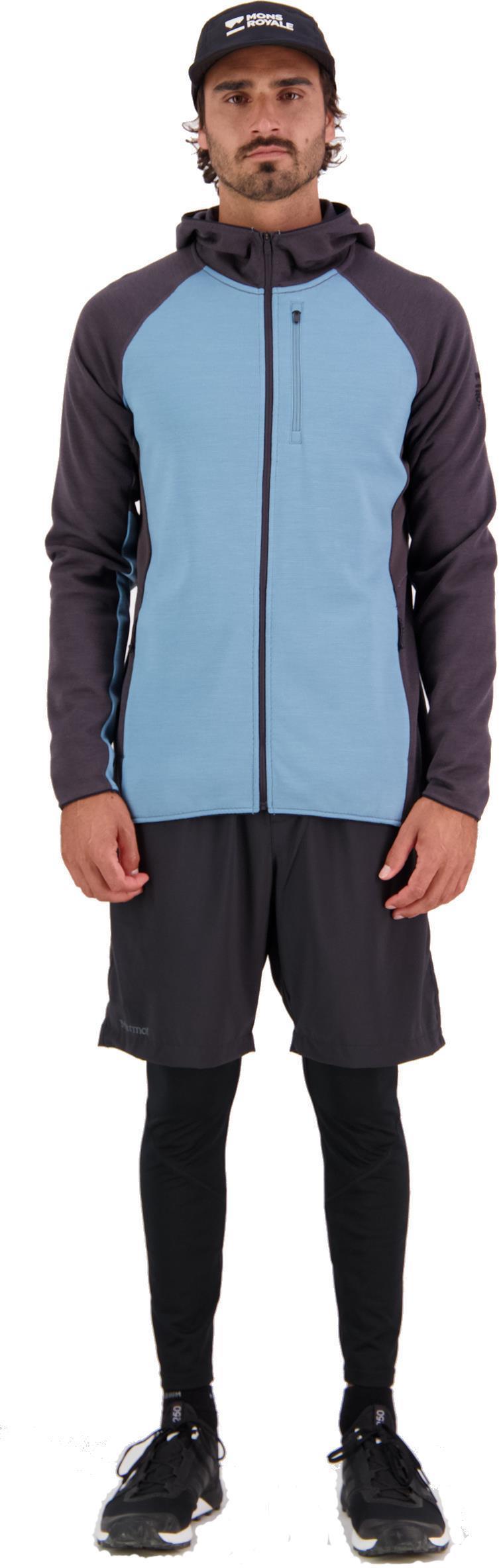 Approach Merino Gridlock Hood - Mens - Blue Slate / Black 1