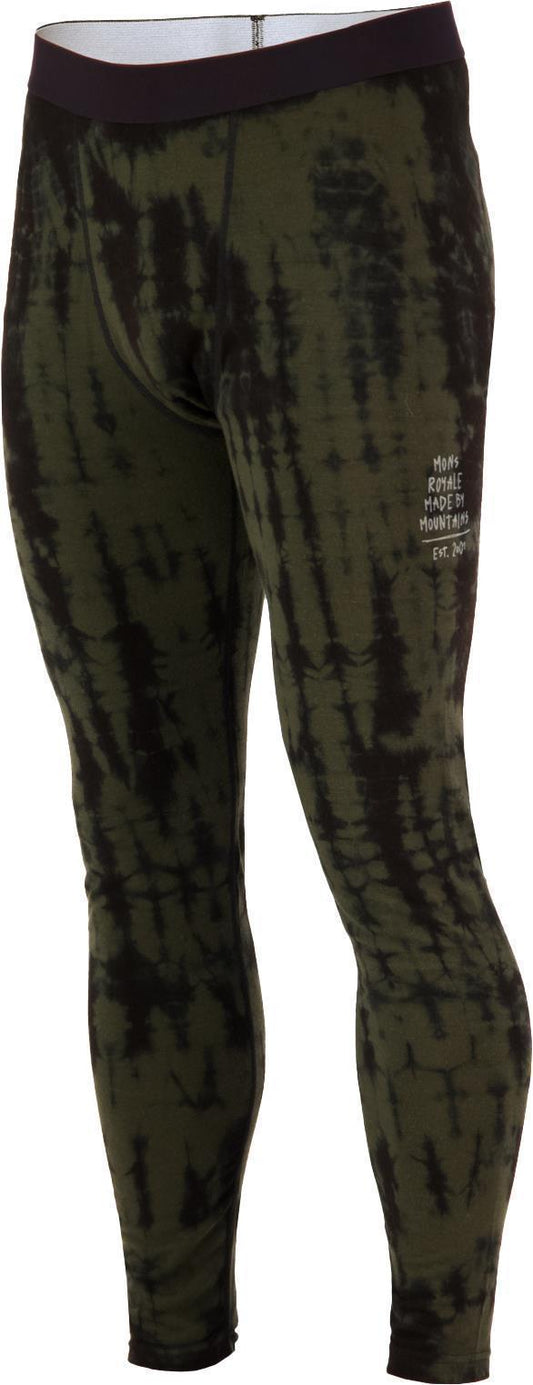 Cascade Merino Flex 200 Leggings - Print - Mens - Olive Tie Dye 1
