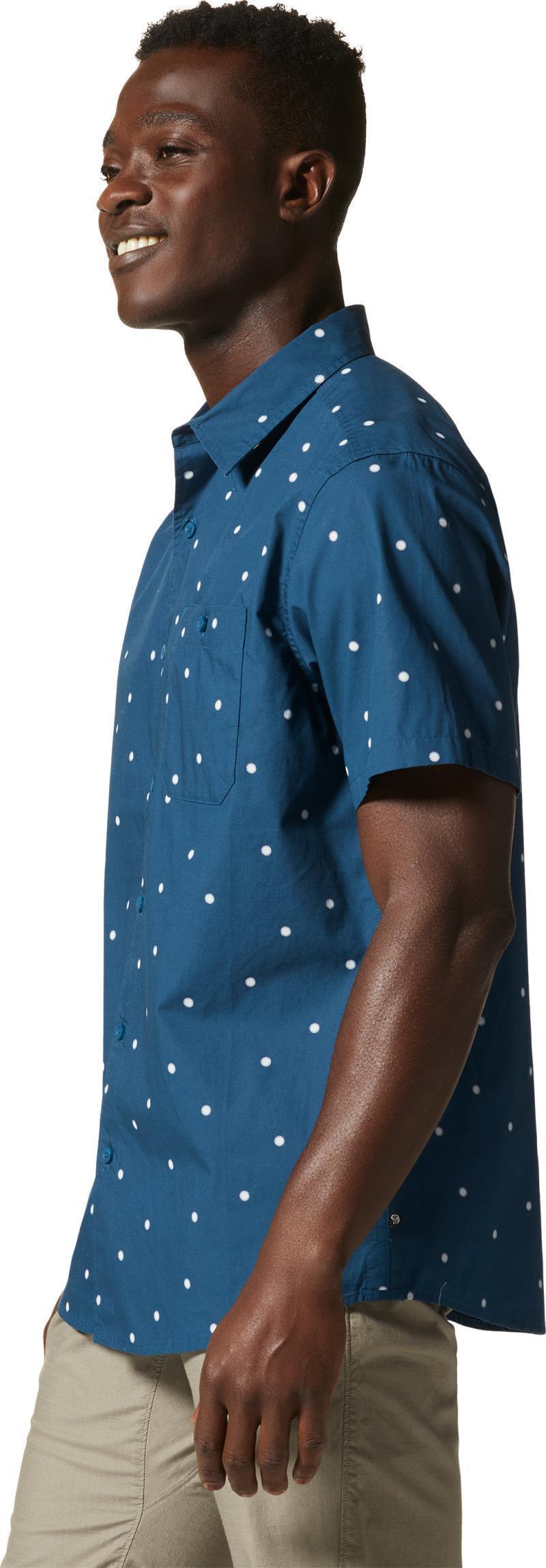 Big Cottonwood SS Shirt - Mens - Dark Caspian Micro Sun Dot Print 3