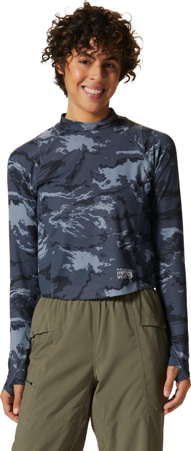 Crater Lake LS Crop - Womens - Blue Slate Crag Camo 1