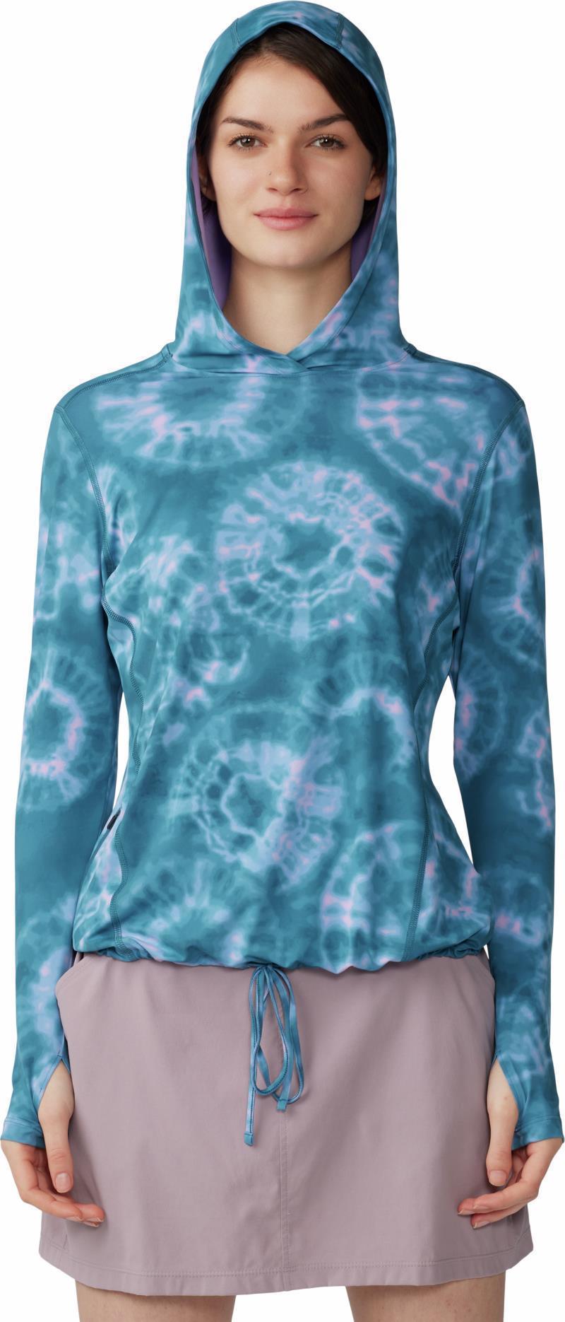 Crater Lake LS Hoody - Womens - Baltic Blue Spore Dye Print 1