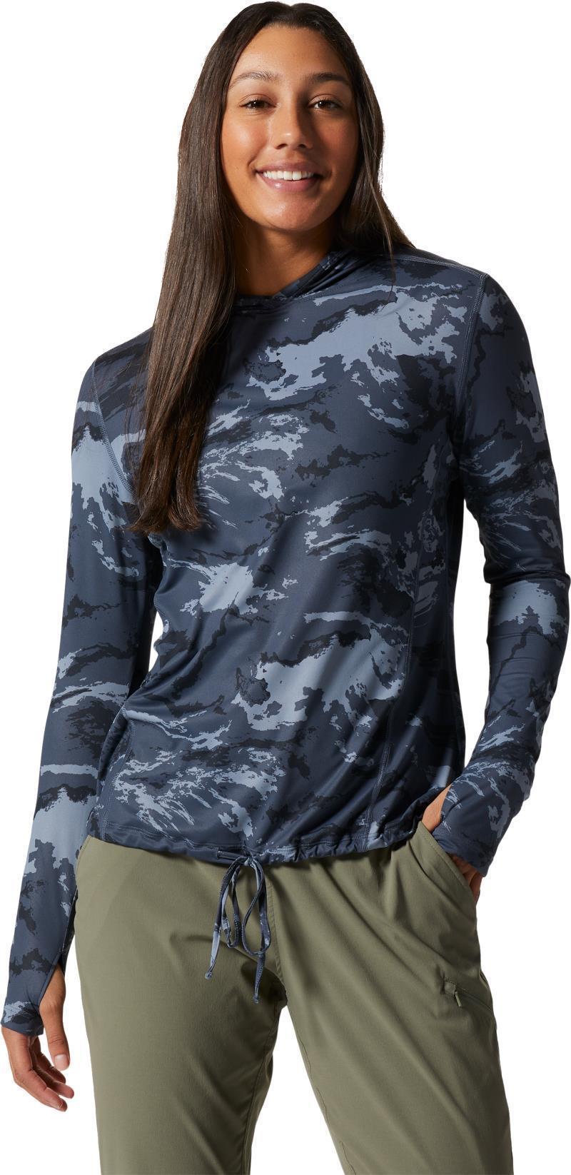 Crater Lake LS Hoody - Womens - Blue Slate Frequency Print 1