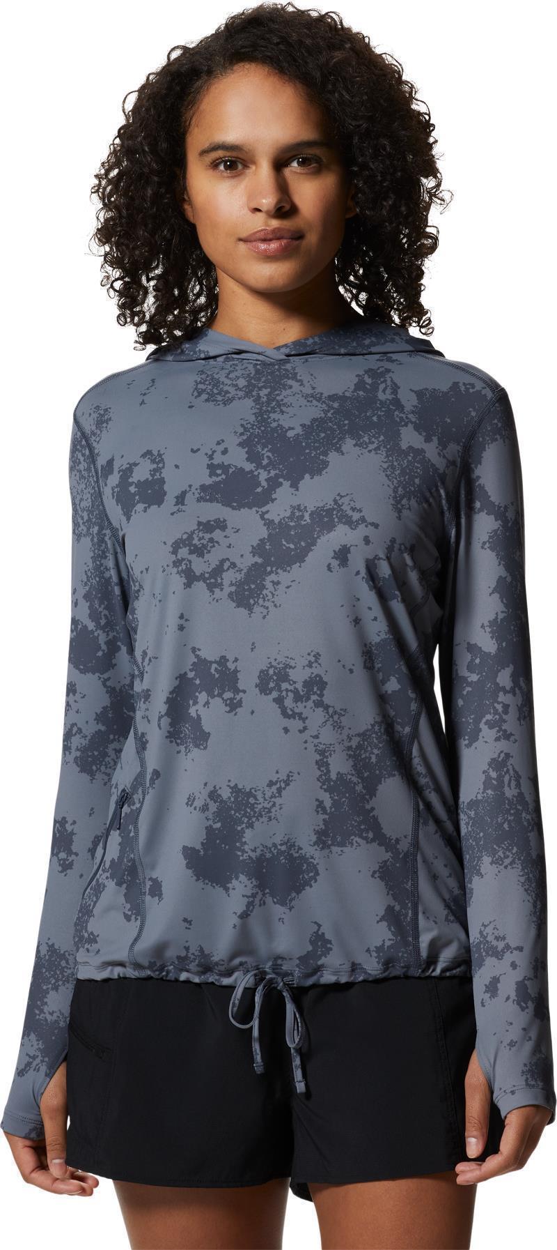 Crater Lake LS Hoody - Womens - Blue Slate Scattered Dye Print 1