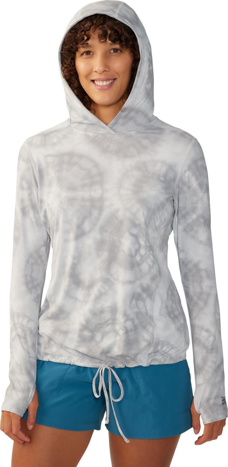 Crater Lake LS Hoody - Womens - Grey Ice Spore Dye Print 3