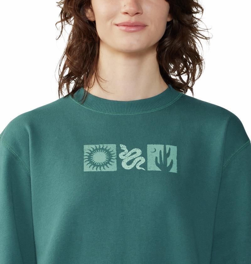 Desert Check Pullover Crew - Womens - Aqua Green 5