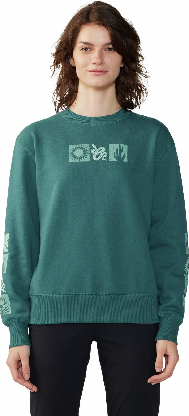 Desert Check Pullover Crew - Womens - Aqua Green 1