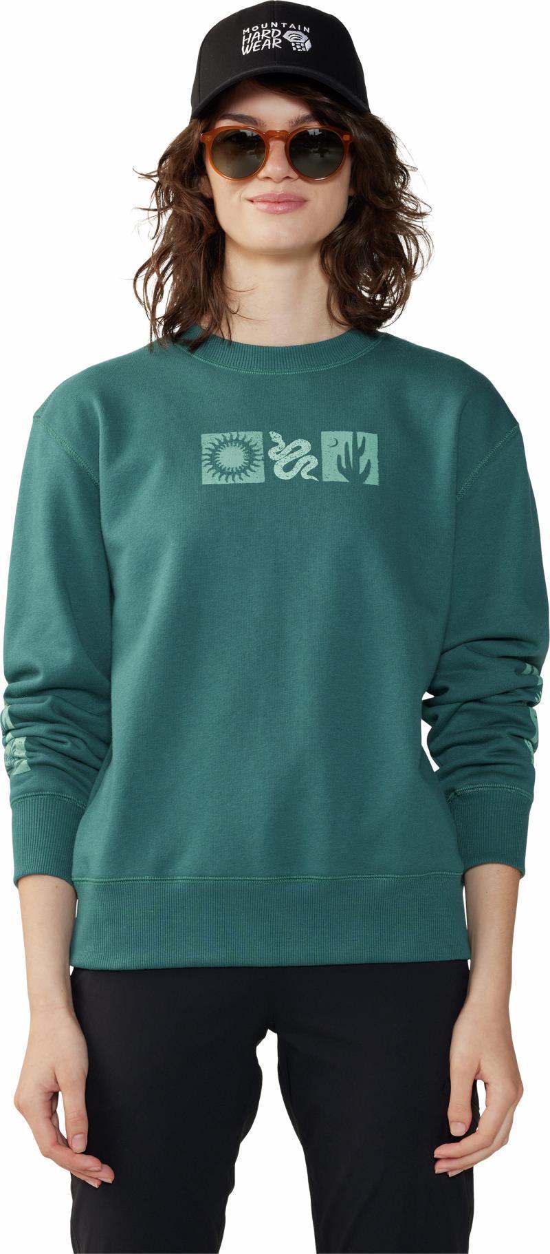 Desert Check Pullover Crew - Womens - Aqua Green 3