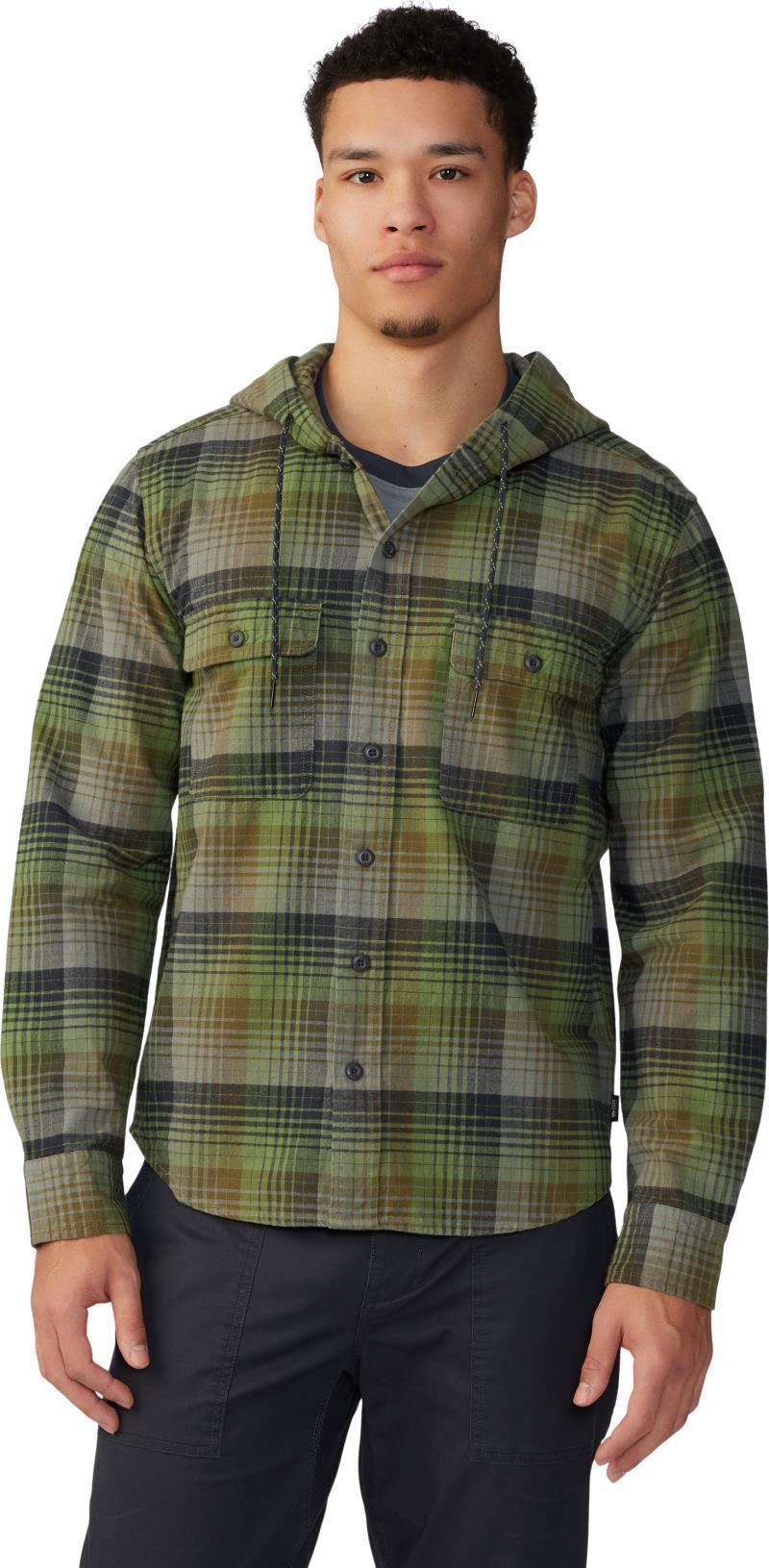 Dusk Creek LS Hooded Shirt - Mens - Combat Green Glass House Plaid 1