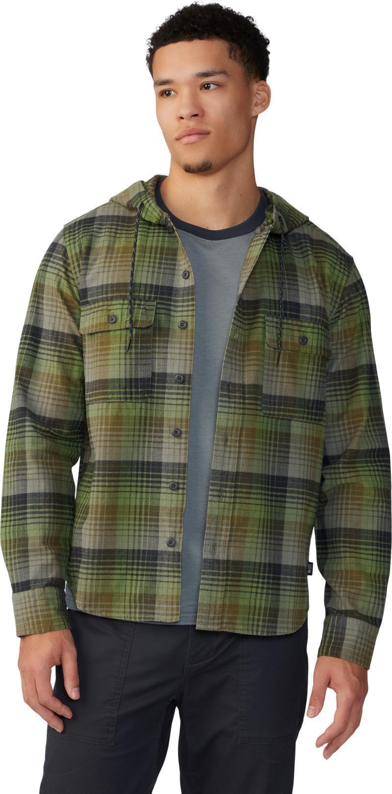 Dusk Creek LS Hooded Shirt - Mens - Combat Green Glass House Plaid 2