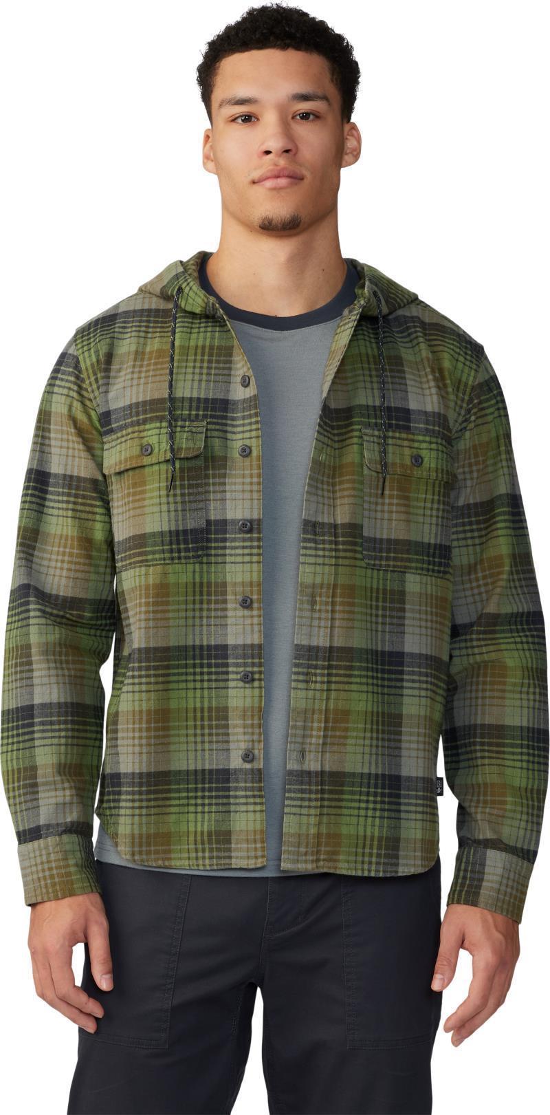 Dusk Creek LS Hooded Shirt - Mens - Combat Green Glass House Plaid 3
