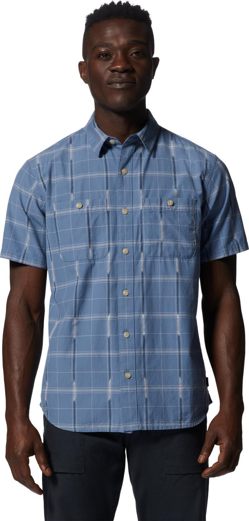 Grove Hide Out SS Shirt - Mens - Light Zinc Windowpane Ikat 1
