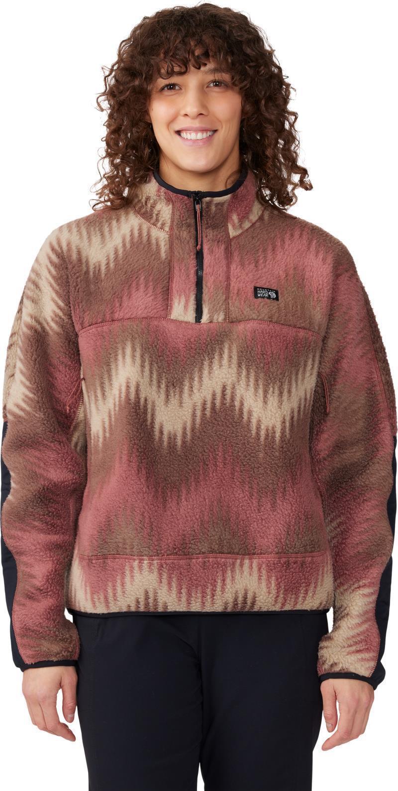 HiCamp Fleece Printed Pullover - Womens - Clay Earth Zig Zag Print 1